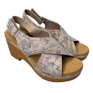 Clarks Collection Women’s Metallic Floral Platform Heeled Sandals
